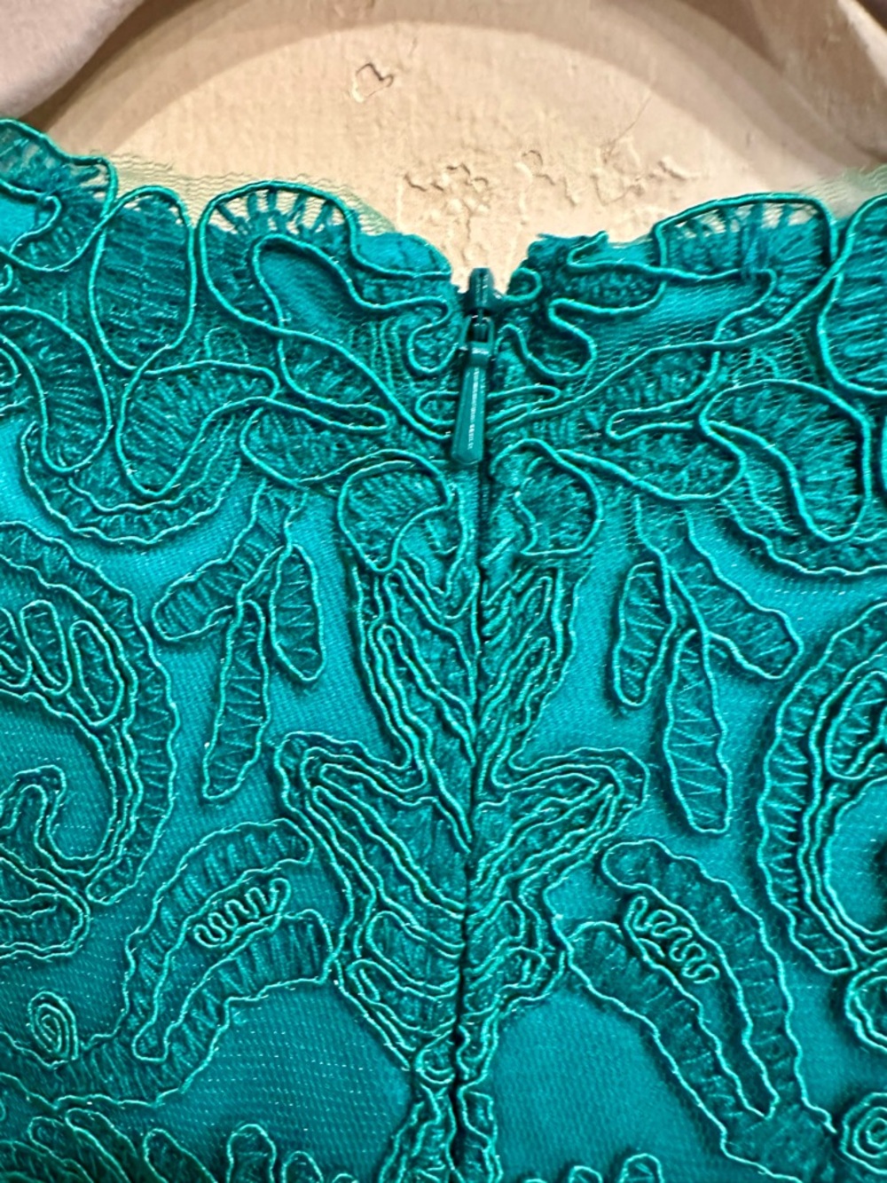 NWT Tadashi Shoji Emerald Lace Sleeveless Mini Dress - Picture 4 of 12